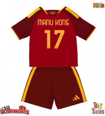 AS Roma Manu Kone #17 Replica Home Stadium Kit for Kids 2026-27 Short Sleeve (+ pants)